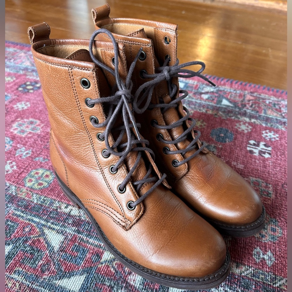 Frye Veronica Combat Boot Women’s Us 7 Camel Leat… - image 1